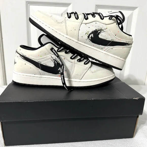 Nike | Shoes | Size 7y Air Jordan Low Brushstroke Swoosh  display picture 3